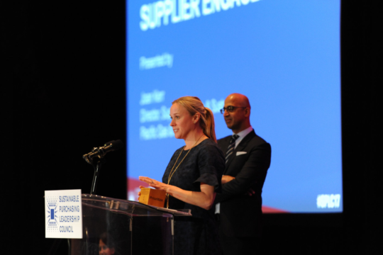 Apex's Melissa Peterson accepted the award at the SPLC Summit.