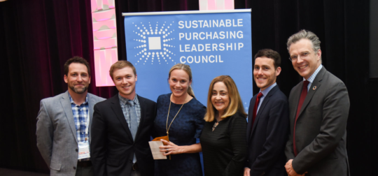 Apex's Erik Haug (second from left) and Melissa Peterson with SPLC representatives.