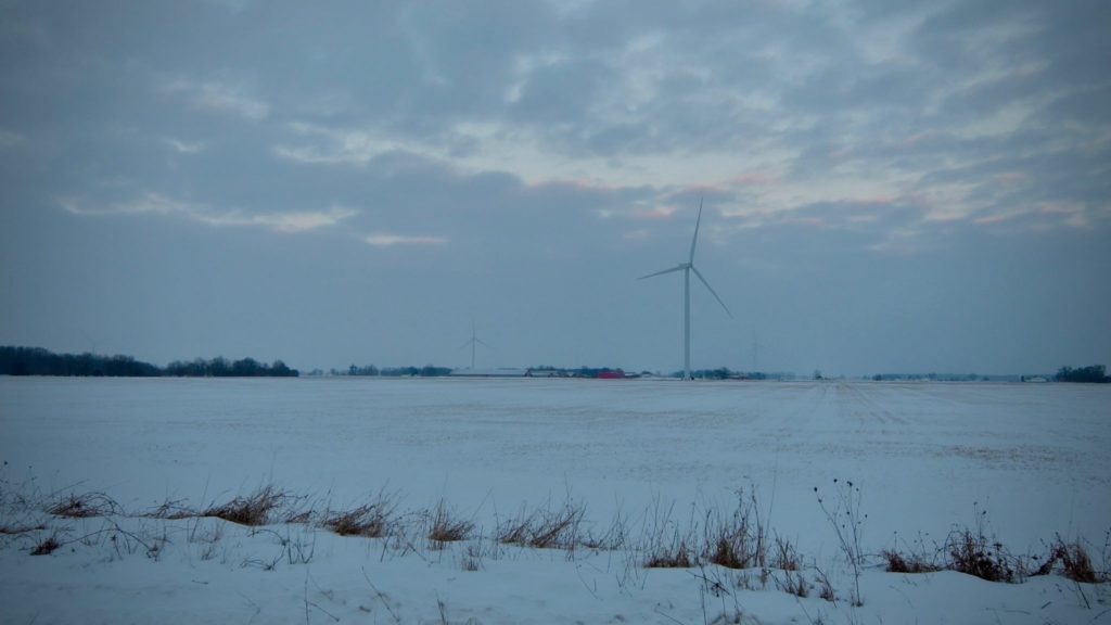 A wind farm in Gratiot County, Michigan. Isabella Wind is on the eve of construction in a neighboring county. The project will inject $30 million in tax revenue into local townships over its lifetime.