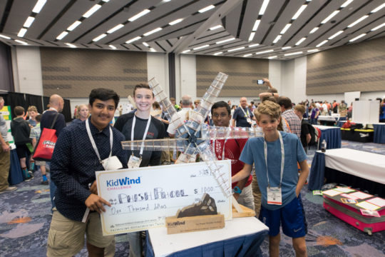 Cole Smith (right) and teammates at the KidWind Challenge in 2017.