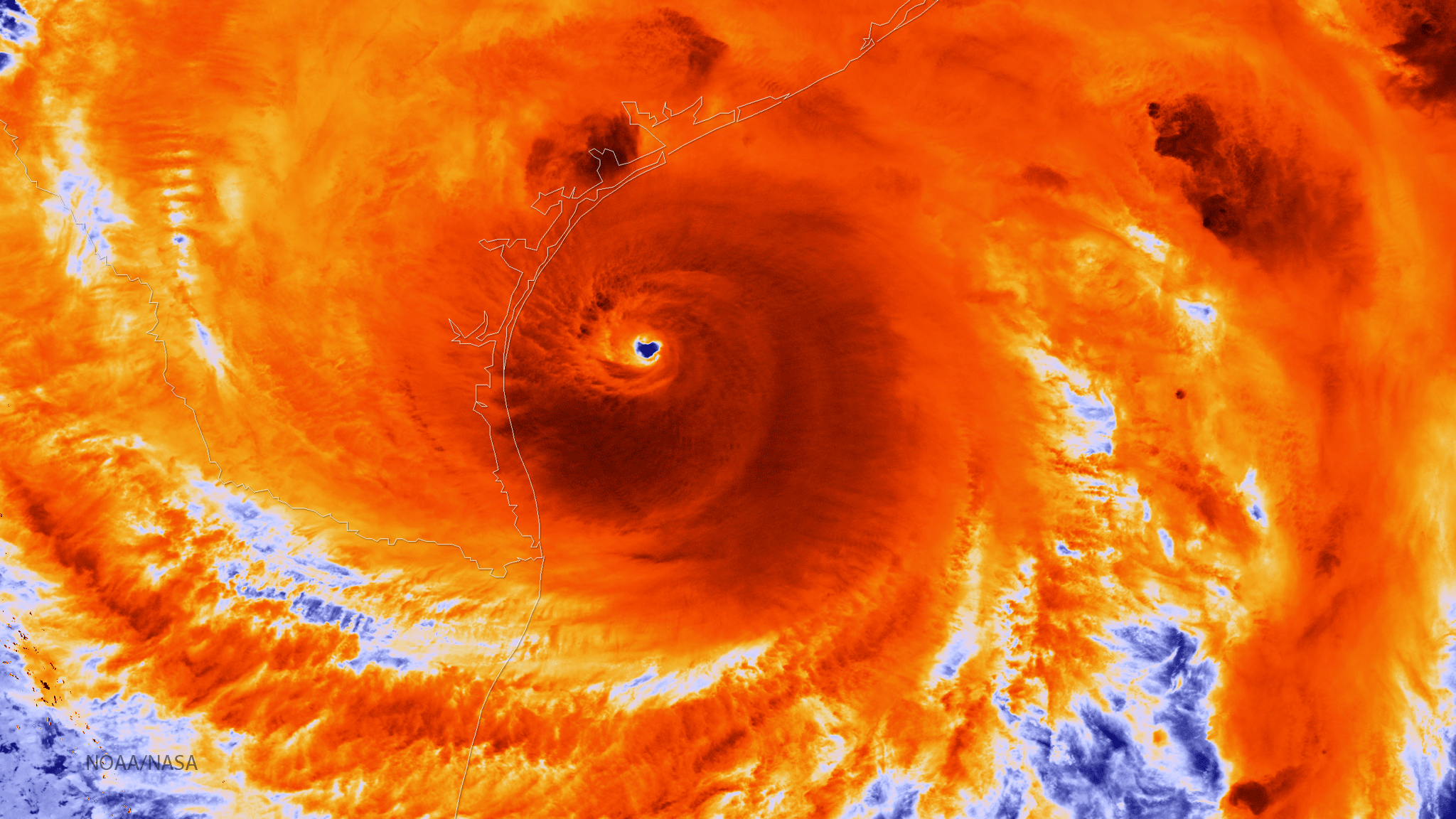 Hurricane Harvey approaching the Texas coast.