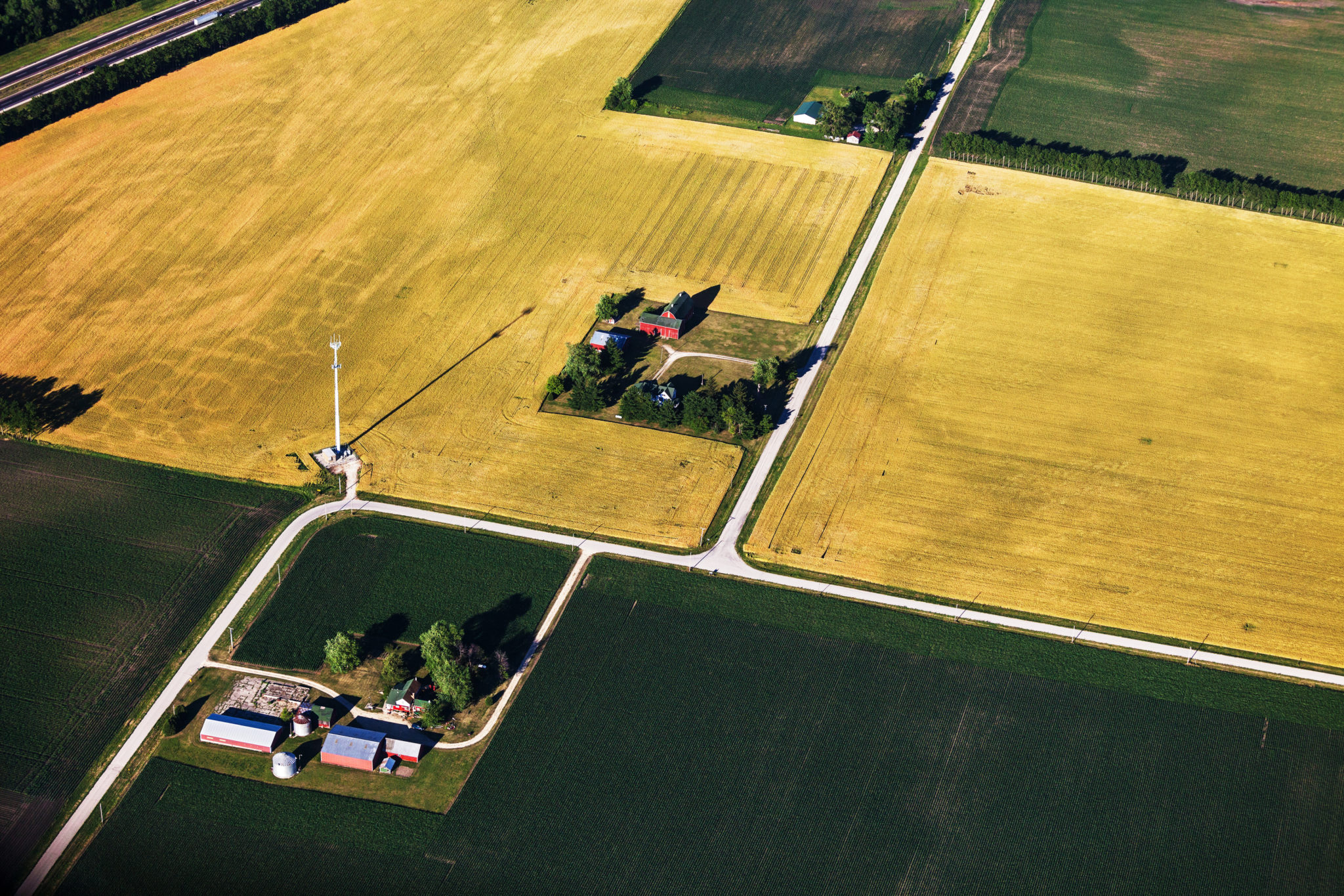 A cell phone tower on farmland in northern Illinois. According to a Pew Research survey, about one in four rural residents says that access to high-speed internet is a major problem where they live.