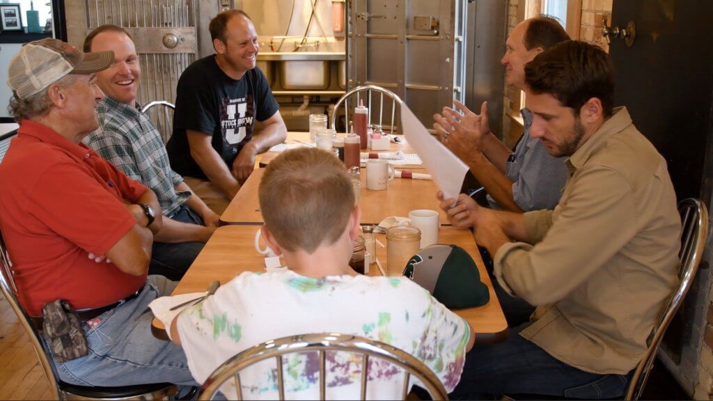 group eating at a diner