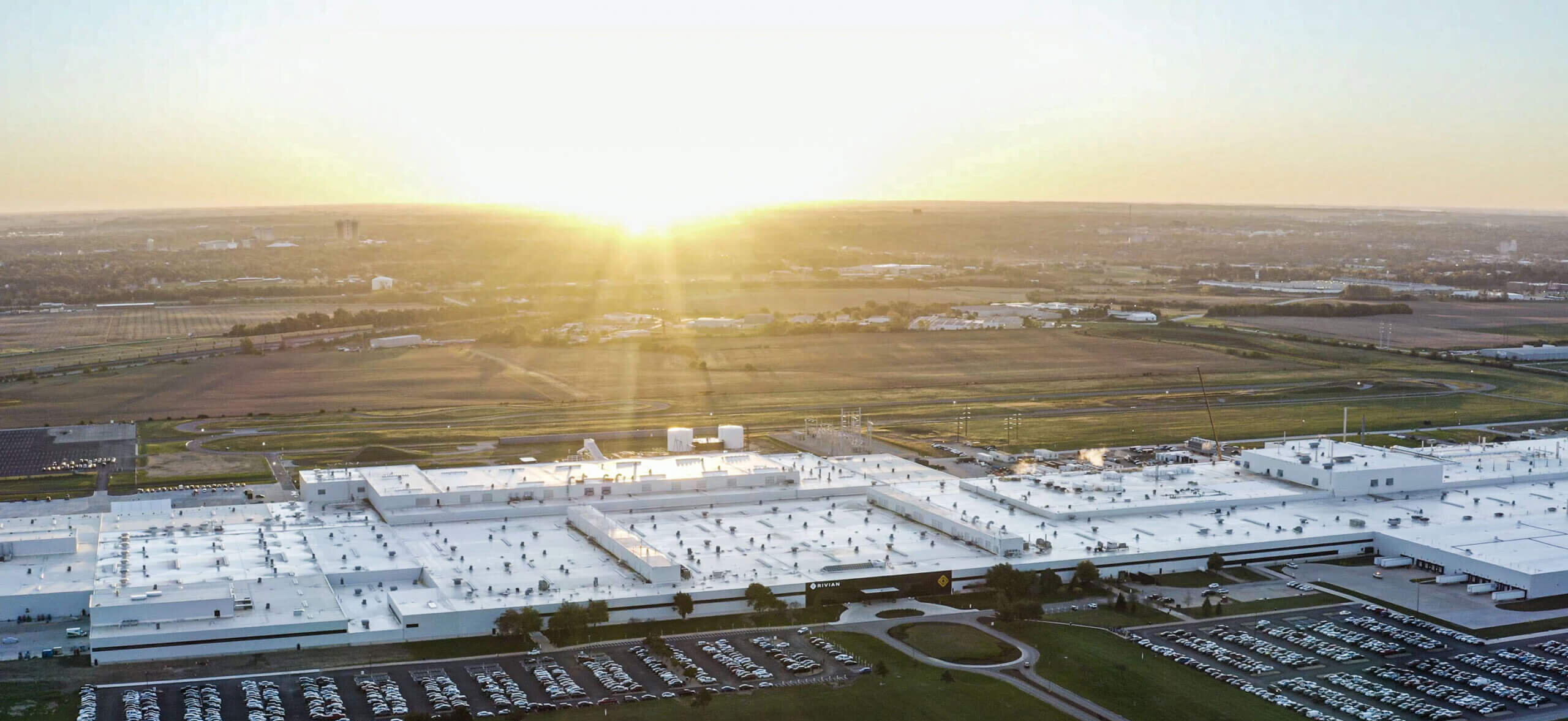 sunrise over factory